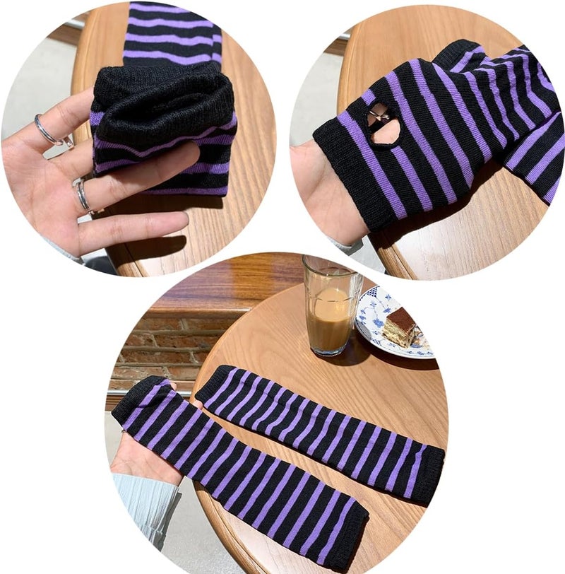 VTTDB Arm covers cute women kawaii japanese harajuku Goth Half Finger Knitted Arm Warmer Y2K Gloves Arm Sleeve for girl - Image 2